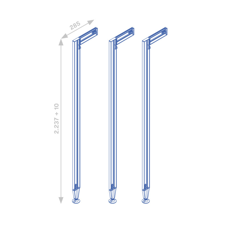 Kit di 3 mensole con staffe e supporti a parete Jagmet, lunghezza 280 mm, Acciaio, Verniciato bianco
