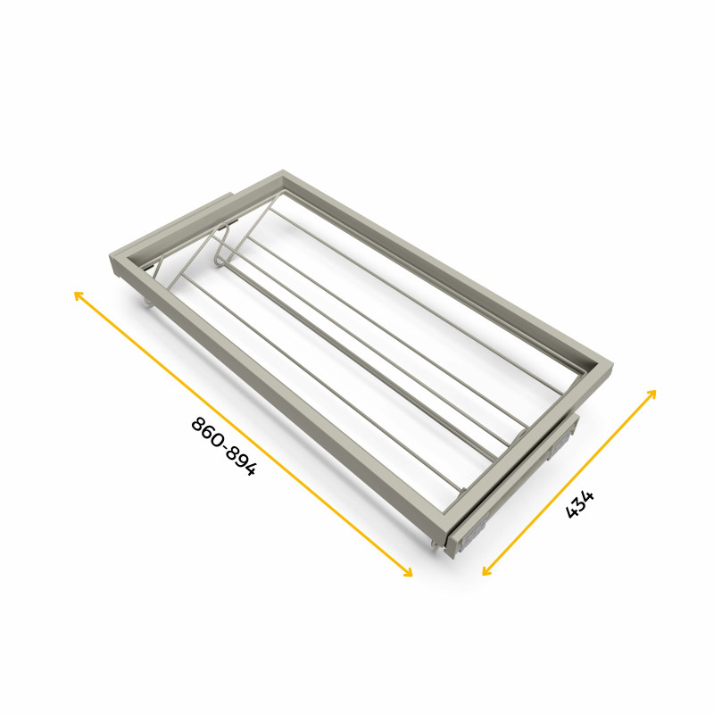 Kit di porta scarpe in metallo e telaio con guide a chiusura ammortizzata per armadio, regolabile, modulo 900 mm, Nero tes