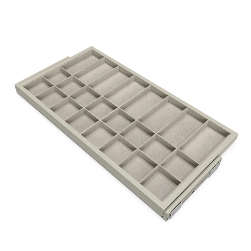 Kit di cassetto organizzatore e telaio a scorrimento con chiusura ammortizzata per armadio, regolabili, modulo 900 mm, Ner