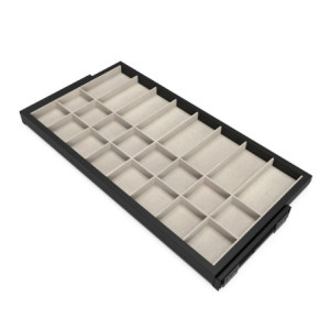 Emuca Kit di vassoio metallico e telaio a scorrimento con chiusura ammortizzata per armadio, regolabile, modulo 600 mm, Grigio p