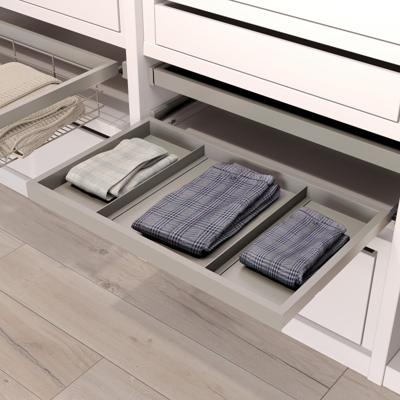 Kit di vassoio metallico e telaio a scorrimento con chiusura ammortizzata per armadio, regolabile, modulo 600 mm, Nero tes