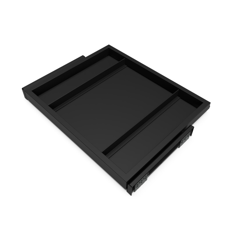 Kit di vassoio, 2 cestini organizzatori e telaio a scorrimento con chiusura ammortizzata per armadi, regolabile, modulo 80