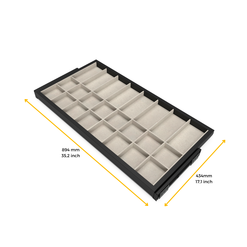 Emuca Kit di vassoio metallico e telaio a scorrimento con chiusura ammortizzata per armadio, regolabile, modulo 600 mm, Grigio p
