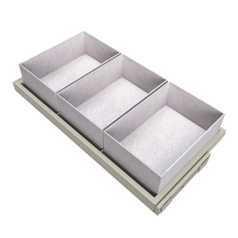 Kit di vassoio, 3 cestini organizzatori e telaio a scorrimento con chiusura ammortizzata per armadi, regolabile, modulo 90