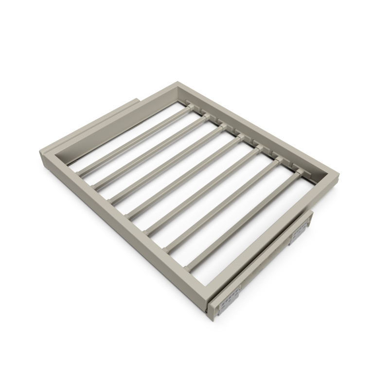 Kit di 7 aste portapantaloni e telaio a scorrimento con chiusura ammortizzata per armadi, regolabile, modulo 600 mm, testu