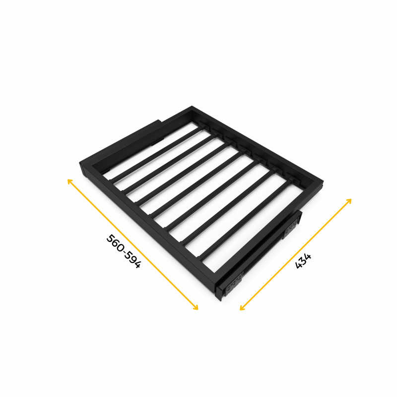 Kit di 7 aste portapantaloni, 1 vassoio e 1 telaio a scorrimento con chiusura ammortizzata per armadi, regolabile, modulo