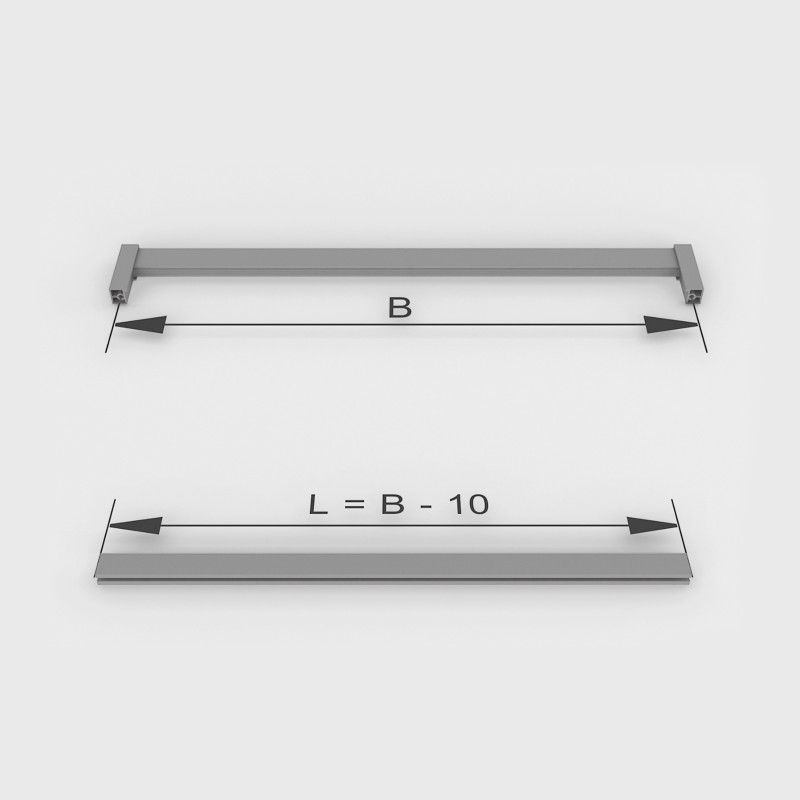 Lotto di 2 barre appendiabiti per armadio Luxe lunghi 1,15 m con reggitubi, Alluminio e Tecnoplastica, Verniciato nero tes