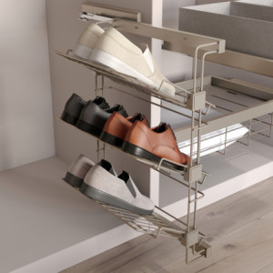 Zoom Porta scarpe laterale estraibile per armadi e cabine armadio Hack, Destra, Acciaio, Verniciato nero testurizzato