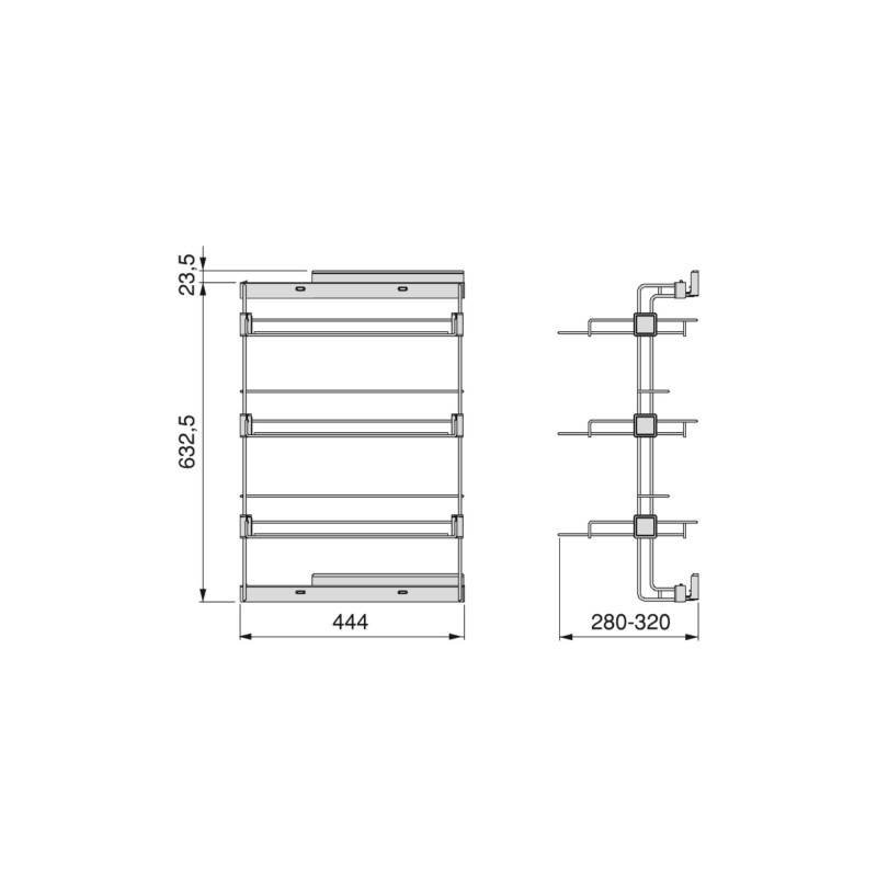 Porta scarpe estraibile laterale per armadi e cabine armadio Hack, Sinistra, Acciaio, Verniciato grigio pietra