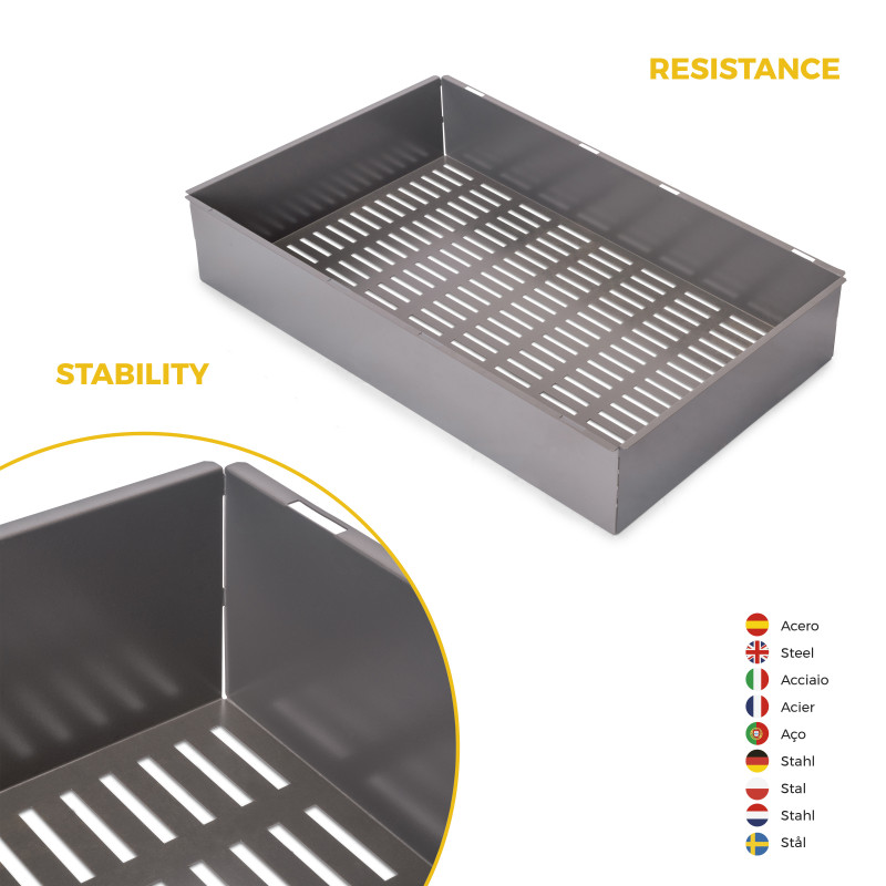 Emuca Kit  cassetto metallico e telaio regolabile Quartz per armadi, modulo 80 cm, finitura Titanio