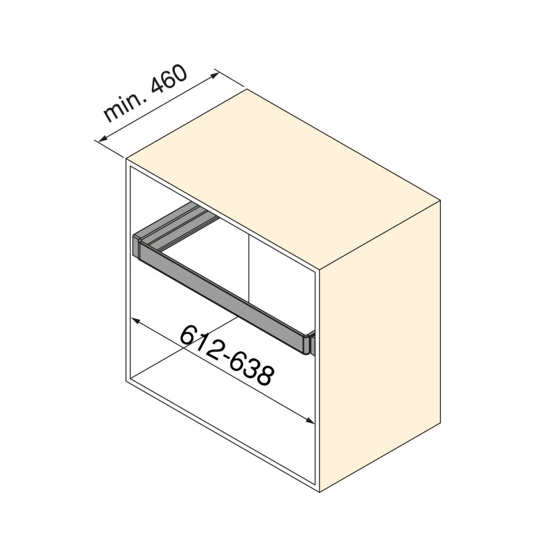 Kit vassoio ausiliario, cesto portabiancheria e telaio regolabile Quartz per armadi, chiusura ammortizzata e estrazione to