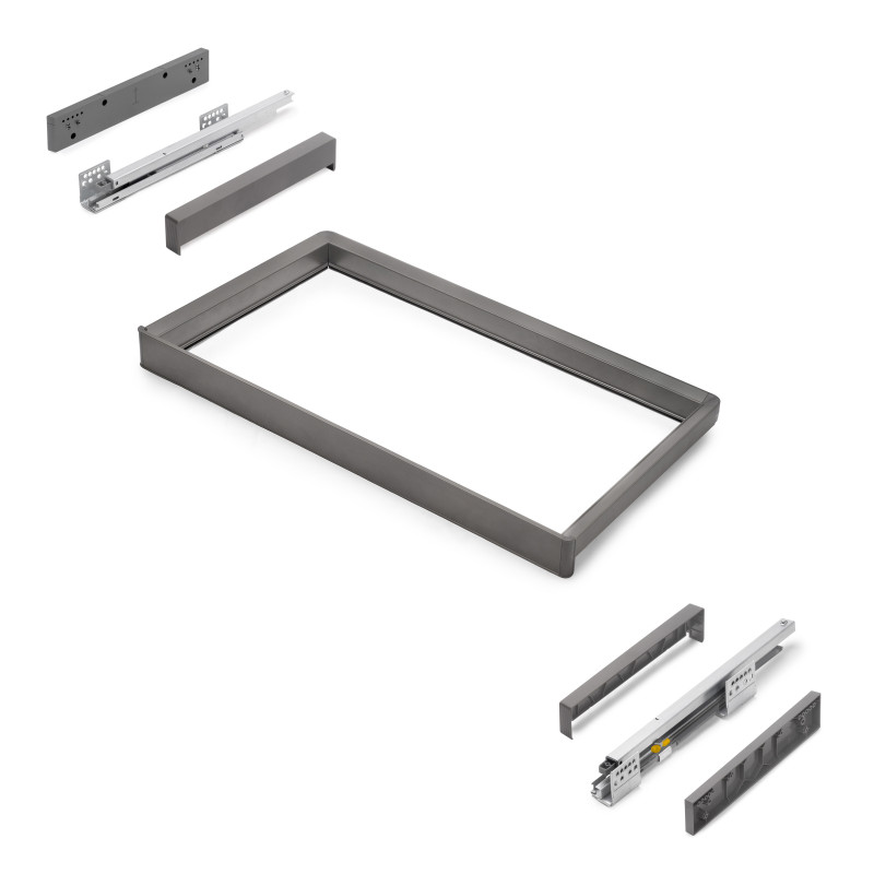 Kit portapantaloni a 7 aste, cesto portabiancheria e telaio regolabile Quartz per armadi, chiusura ammortizzata e estrazio