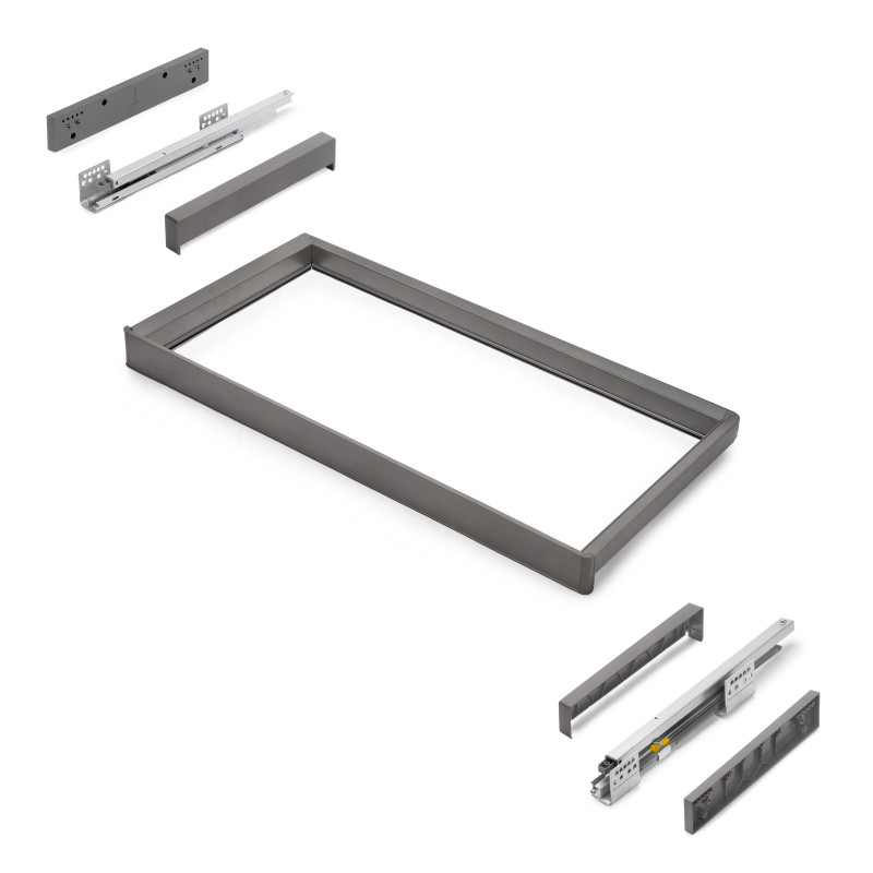 Telaio con guide a estrazione totale e chiusura morbida per accessori per armadi Quartz, 562-588mm, Alluminio e plastica