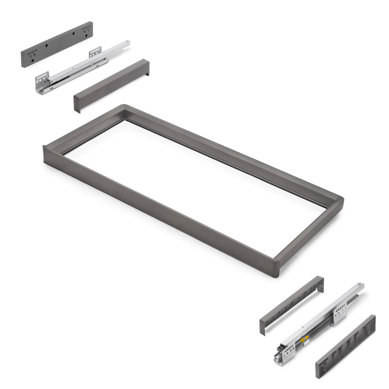 Telaio con guide a estrazione totale e chiusura morbida per accessori per armadi Quartz, 712-738mm, Alluminio e plastica