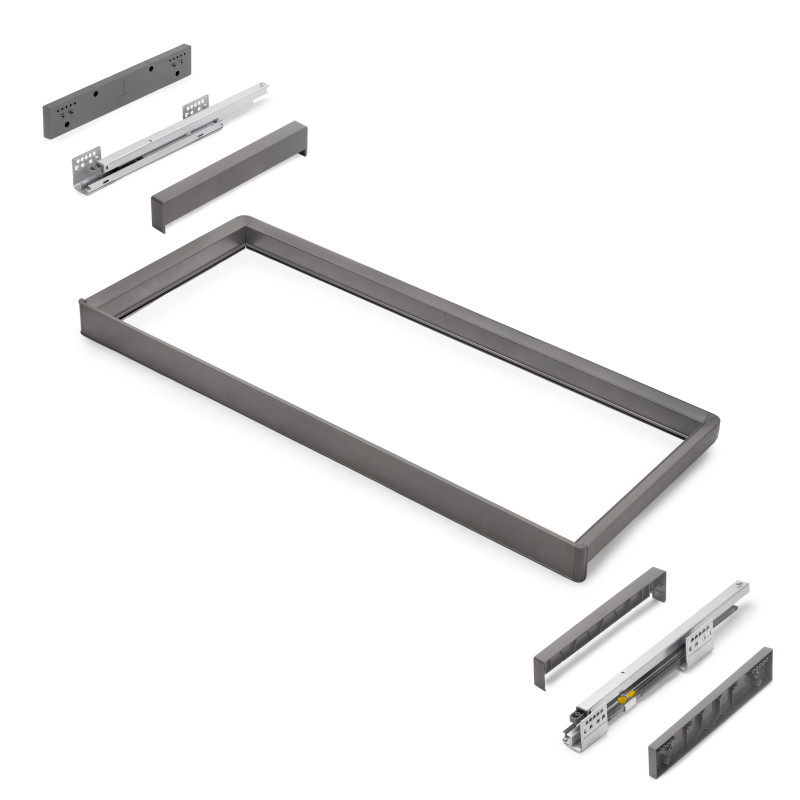 Telaio con guide a estrazione totale e chiusura morbida per accessori per armadi Quartz, 762-788mm, Alluminio e plastica