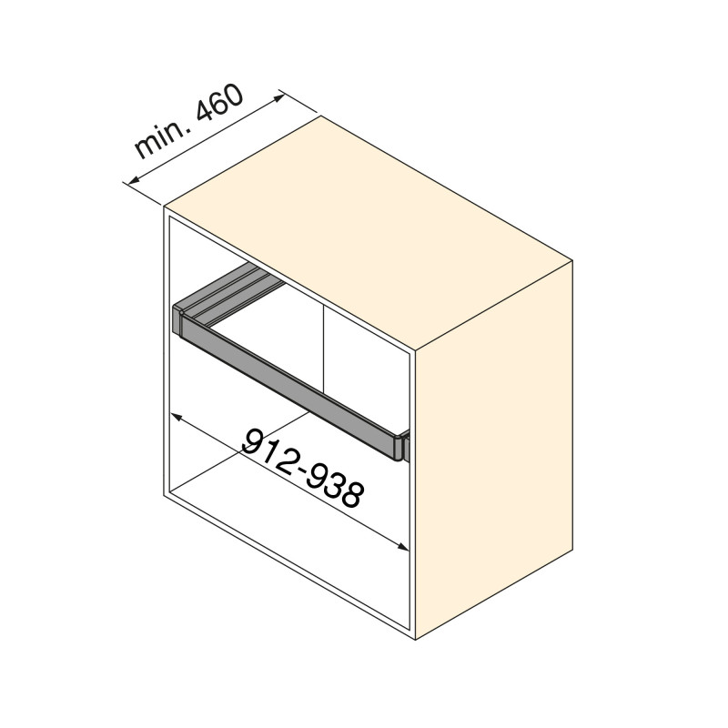 Telaio con guide a estrazione totale e chiusura morbida per accessori per armadi Quartz, 762-788mm, Alluminio e plastica