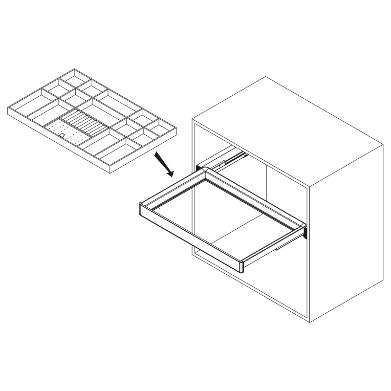 Telaio con guide a estrazione totale e chiusura morbida per accessori per armadi Quartz, 962-988mm, Alluminio e plastica