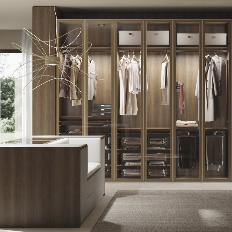 Cassetto organizzatore per armadi e cabine armadio Quartz, 540 (M70), Eco-pelle e legno, Titanio