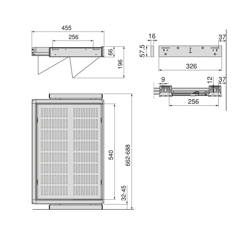 Lotto di 7 aste per armadi e cabine armadio Quartz, Tecnoplastica e Alluminio, Titanio