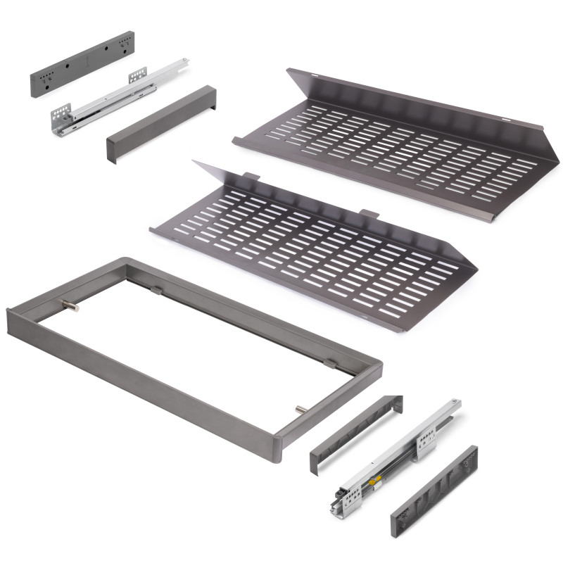 Cassetto portascarpe per armadi e cabine armadio Quartz, 540 (M70), Acciaio, Titanio