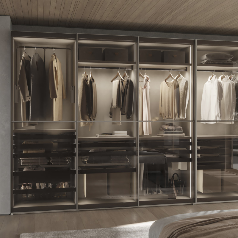 Cassetto portascarpe per armadi e cabine armadio Quartz, 540 (M70), Acciaio, Titanio