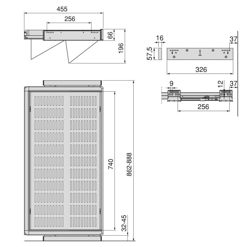 Cassetto portascarpe per armadi e cabine armadio Quartz, 540 (M70), Acciaio, Titanio