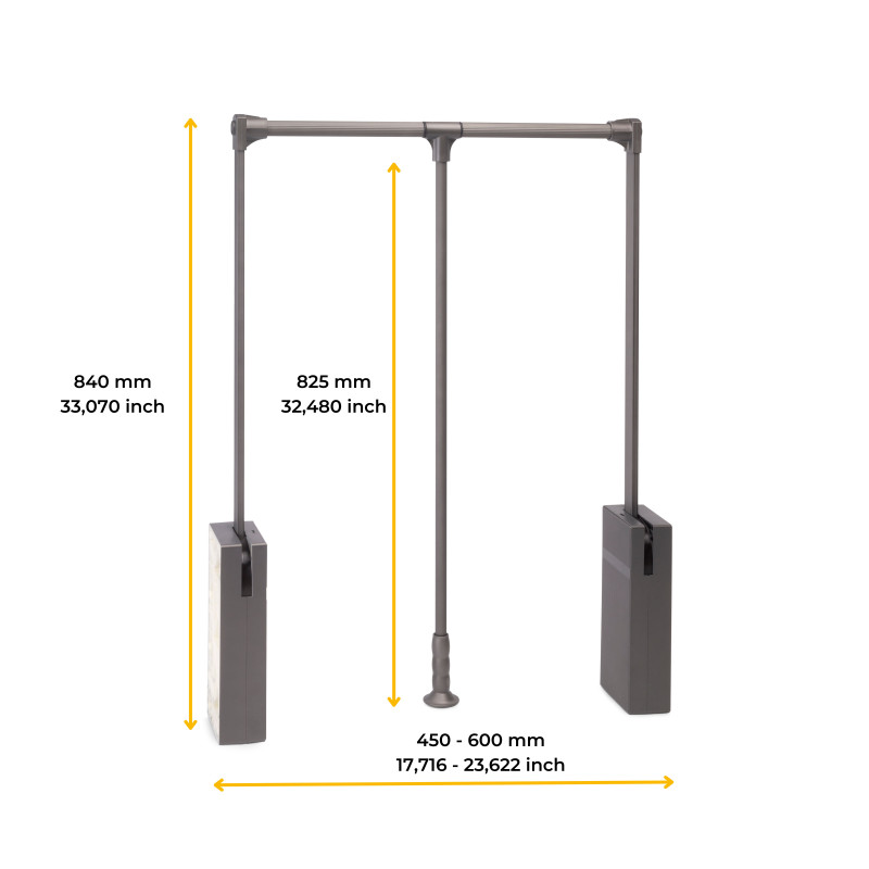 Cassetto portascarpe per armadi e cabine armadio Quartz, 640 (M80), Acciaio, Titanio