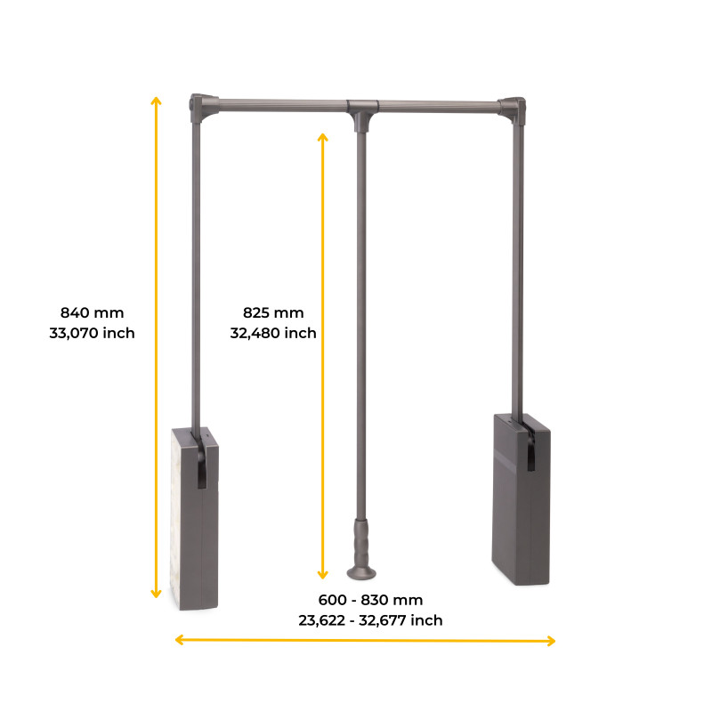 Cassetto portascarpe per armadi e cabine armadio Quartz, 740 (M90), Acciaio, Titanio
