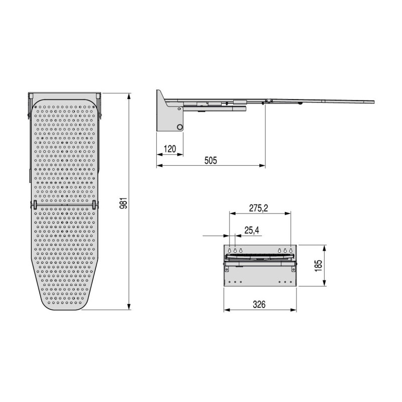 Fondo sotto lavello, pannello da 16 mm, modulo 1.000 mm, 968x580 mm, Tecnoplastica e Alluminio, Alluminio naturale