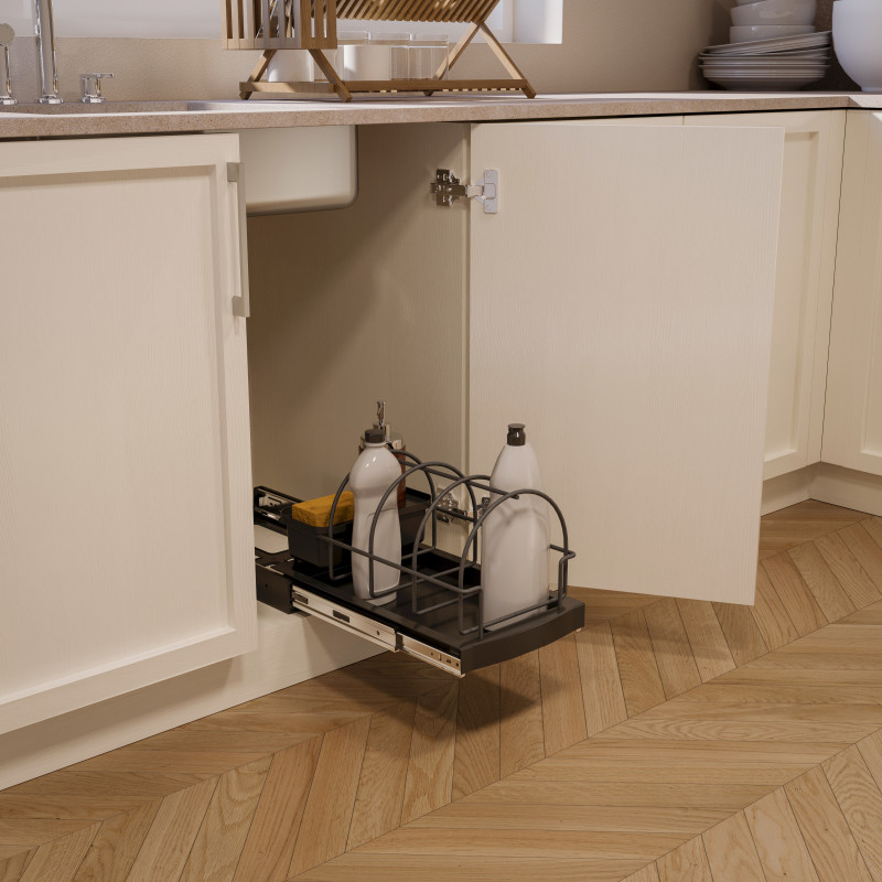 Contenitore per la raccolta differenziata da montare sul fondo ed estraibile automaticamente in cucina 2x14lt, Tecnoplasti