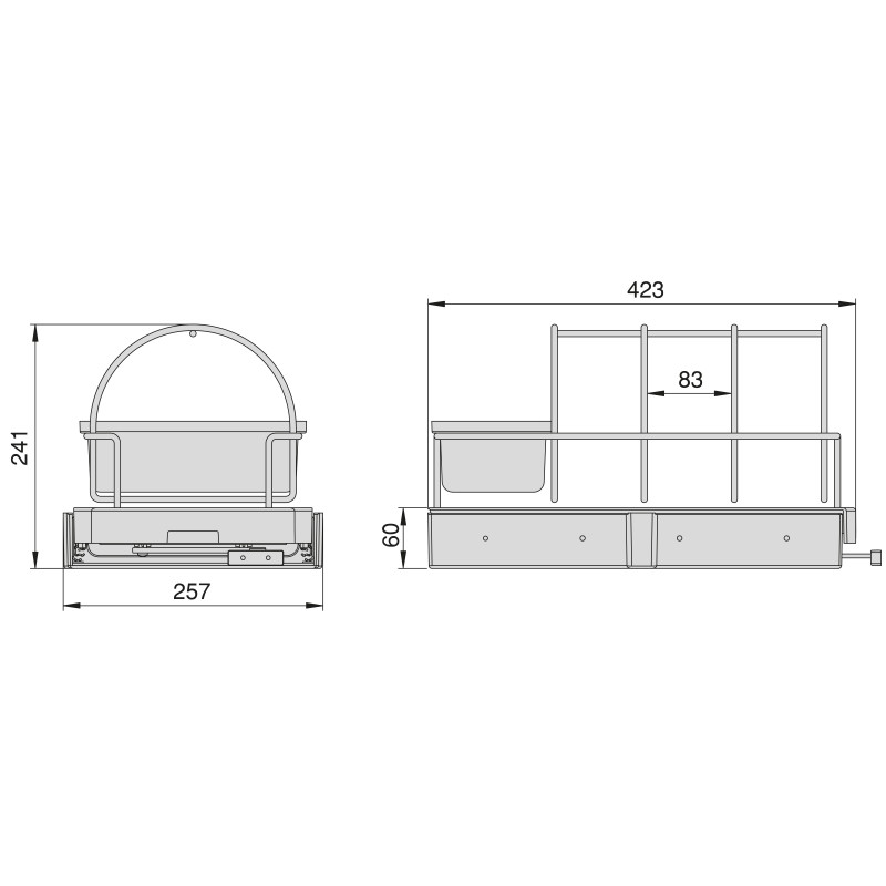 Contenitore per la raccolta differenziata da montare sul fondo ed estraibile automaticamente in cucina 2x14lt, Tecnoplasti