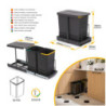 Tavola da stiro Iron 2, Acciaio e Legno, pieghevole ed estraibile per mobili Iron 2