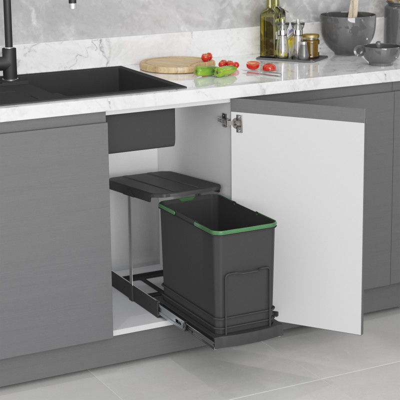 Vassoio per accessori da cucina con fissaggio sul fondo ed estraibile manualmente, Tecnoplastica Grigio antracite