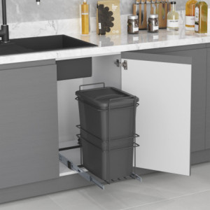 Zoom Contenitore per la raccolta differenziata Recycle Inox 2x12lt per il montaggio sul fondo e l'estrazione manuale/automatica