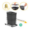 Contenitore per la raccolta differenziata Recycle Inox 2x12lt per il montaggio sul fondo e l'estrazione manuale/automatica