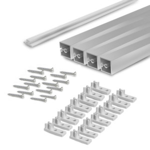 Kit di 2 profili superiori Gola per mobili da cucina, lunghezza 2,35m, con accessori, Alluminio, Verniciato bianco