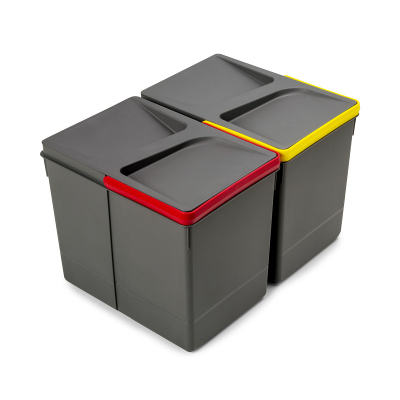 Contenitore per la raccolta differenziata Recycle Altezza Recycle 216 mm, 1x12 lt, Grigio antracite Tecnoplastica
