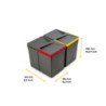 Contenitore per la raccolta differenziata Recycle Altezza Recycle 216 mm, 1x12 lt, Grigio antracite Tecnoplastica
