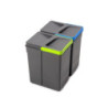 Kit di contenitori per la raccolta differenziata per cassetti da cucina Recycle Altezza Recycle 216 mm, 2x12 lt, Grigio an