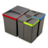 Kit di contenitori per la raccolta differenziata per cassetti da cucina Recycle Altezza Recycle 216 mm, 2x6 lt, Grigio ant