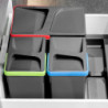 Kit di contenitori per la raccolta differenziata per cassetti da cucina Recycle Altezza Recycle 216 mm, 1x12lt, 2x6lt, Gri