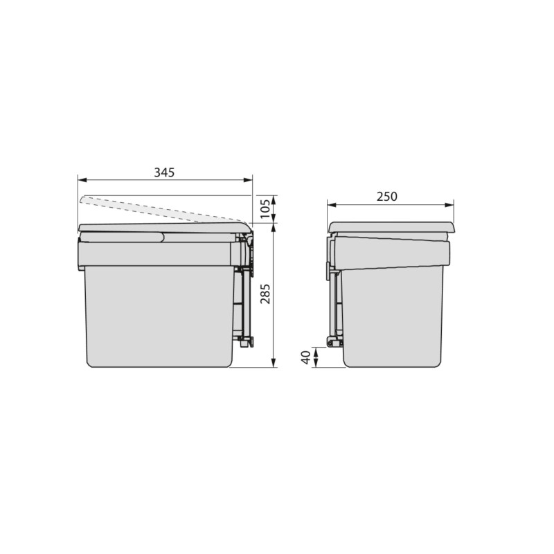 Kit di contenitori per la raccolta differenziata per cassetti da cucina Recycle Altezza Recycle 216 mm, 2x12 lt, 2x6 lt, G
