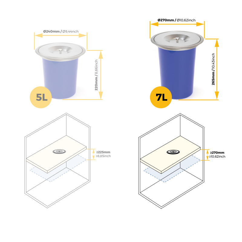 Contenitore per la raccolta differenziata Recycle Altezza Recycle 266 mm, 1x15 lt, Grigio antracite Tecnoplastica