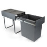 Kit di contenitori per la raccolta differenziata per cassetti da cucina Recycle Altezza Recycle 266 mm, 2x15 lt, Grigio an