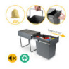 Kit di contenitori per la raccolta differenziata per cassetti da cucina Recycle Altezza Recycle 266 mm, 2x15 lt, Grigio an