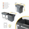 Kit di contenitori per la raccolta differenziata per cassetti da cucina Recycle Altezza Recycle 266 mm, 2x15 lt, Grigio an