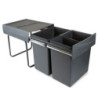 Kit di contenitori per la raccolta differenziata per cassetti da cucina Recycle Altezza Recycle 266 mm, 2x7 lt, Grigio ant
