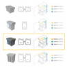 Kit di contenitori per la raccolta differenziata per cassetti da cucina Recycle Altezza Recycle 266 mm, 2x7 lt, Grigio ant