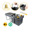 Kit di contenitori per la raccolta differenziata per cassetti da cucina Recycle Altezza Recycle 266 mm, 2x7 lt, Grigio ant