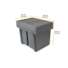 Kit di contenitori per la raccolta differenziata per cassetti da cucina Recycle Altezza Recycle 266 mm, 2x7 lt, Grigio ant